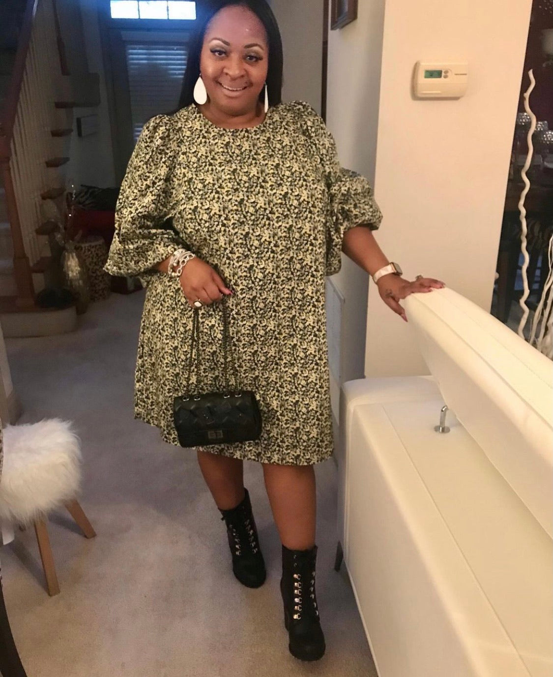 Large puff Sleeved Dress