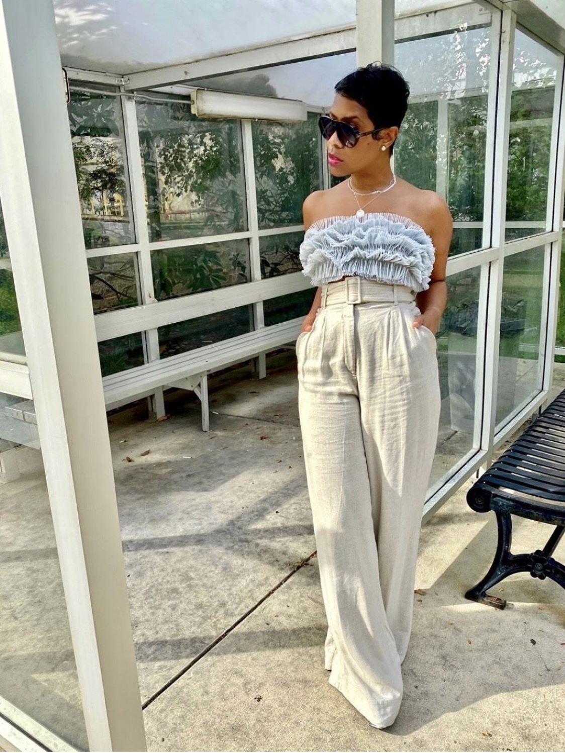 Paper-bag Linen Trousers