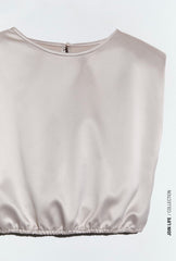 Satin Top with Shoulder Pads