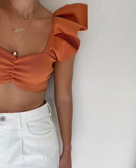 Ruffled Knit Crop Top