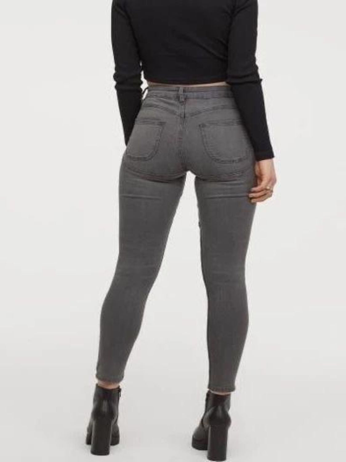 Super Skinny Low Ankle Grey Ankle Jeans