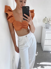 Ruffled Knit Crop Top