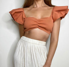 Ruffled Knit Crop Top