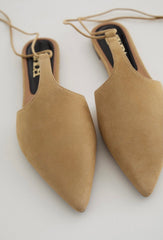 Tied Leather T-Bar Mules